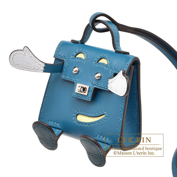 HERMES Padlock Bag Charm Black/Blue Royale Tadelakt Leather Chevre