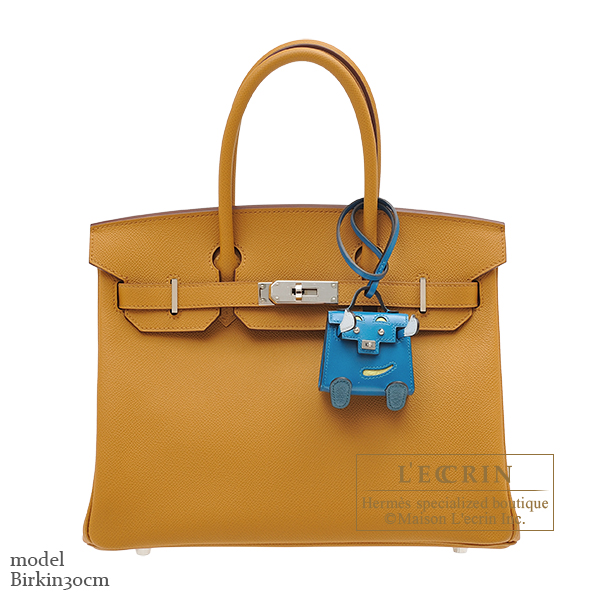 Hermès Kelly Doll Bag Charm Tadelakt Blue Izmir / Jaune Bourgeon