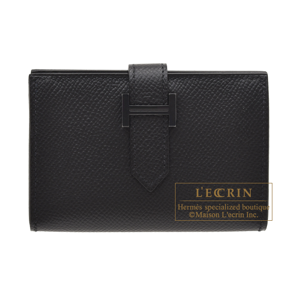 Hermes　Bearn card case Monochrome　So-black　Black　Epsom leather　Black hardware