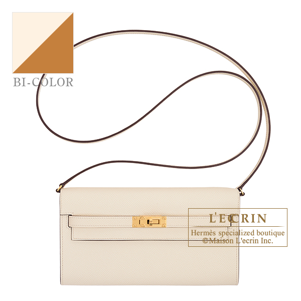 Hermes　Kelly Long To Go Verso　Nata/Sesame　Epsom leather　Gold hardware