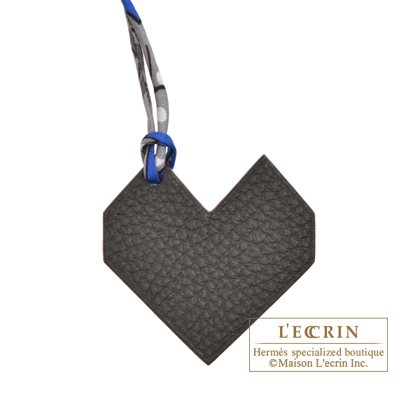 Hermes　Petit H　Heart Charm　Dark brown/Blue　Leather