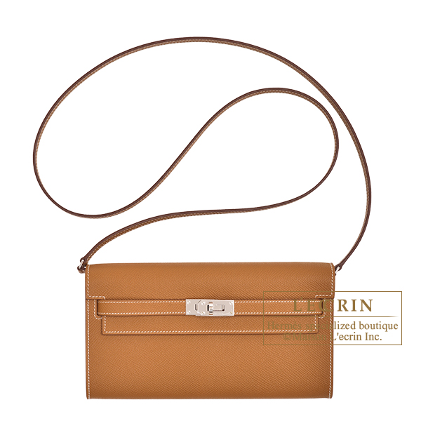 Hermes　Kelly Long To Go　Gold　Epsom leather　Silver hardware