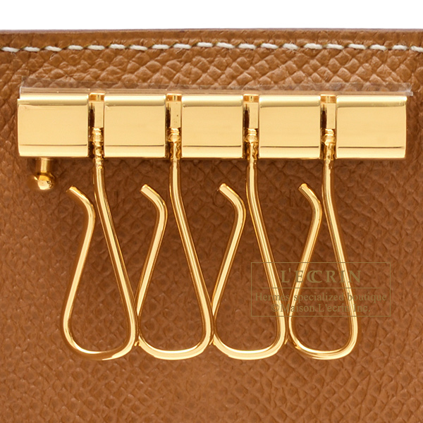 HERMES key holder 047744CC－89 bearn quadruple Epsom Black □JCarved sea –