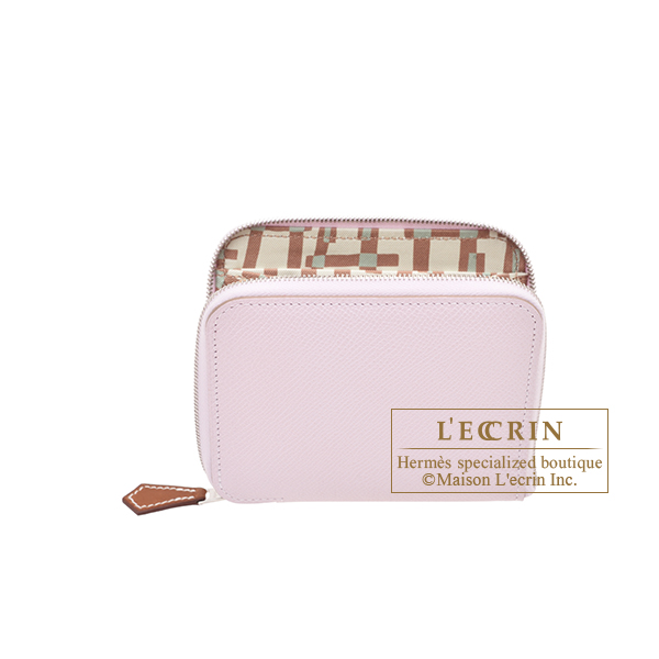 Hermes　Azap　Silk In Compact　Mauve pale/　Vert fizz/　Chai　Epsom leather/　Silk　Silver hardware