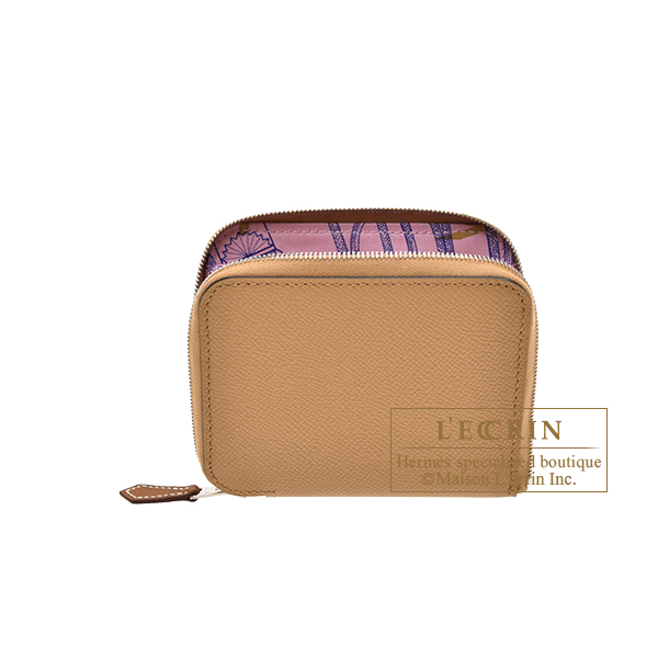 Hermes　Azap　Silk In Compact　Chai/　Mauve sylvestre　Epsom leather/　Silk　Silver hardware