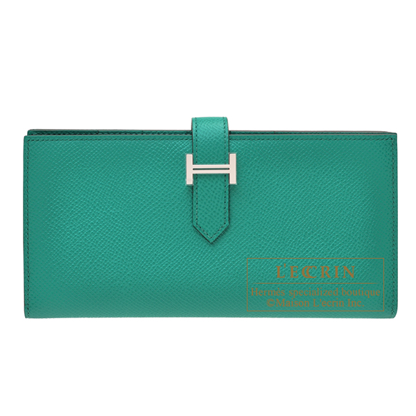 Hermes　Bearn Soufflet　Vert Jade　Epsom leather　Silver hardware