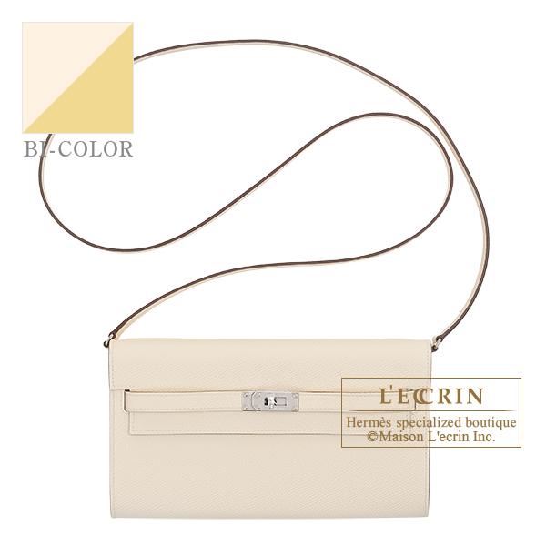 Hermes　Kelly Long To Go Verso　Nata/　Jaune poussin　Epsom leather　Silver hardware