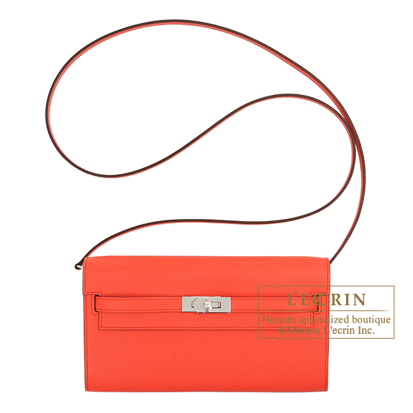 Hermes Rose Texas Epsom Leather Kelly Wallet To Go Bag