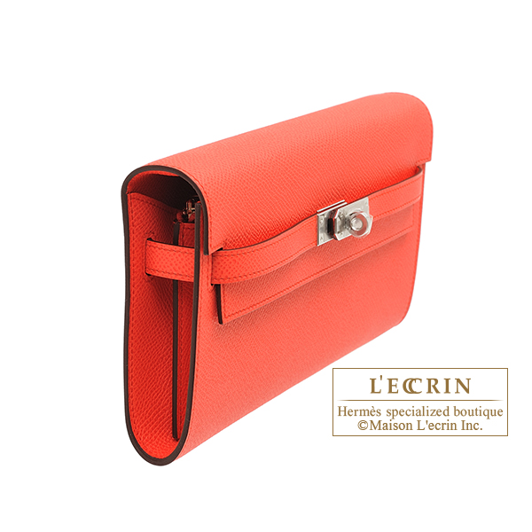 Hermes Rose Texas Epsom Leather Kelly Wallet To Go Bag