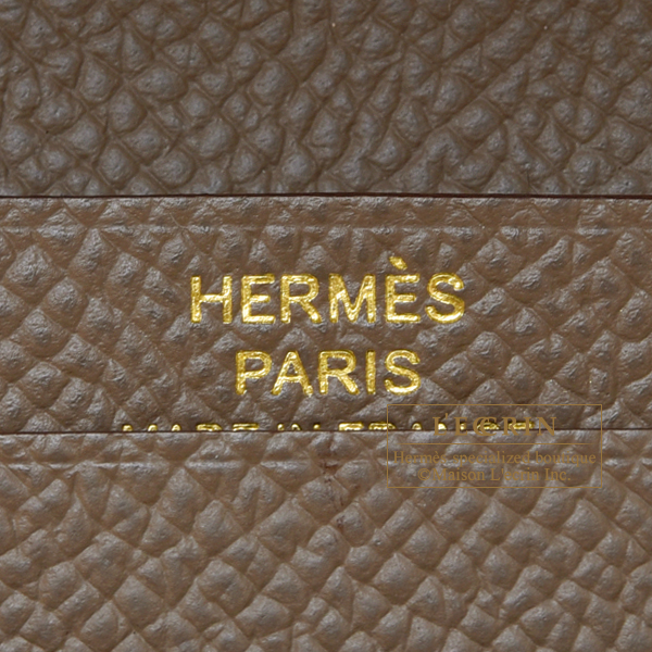 Hermes Bearn Compact Wallet Etoupe Gold Hardware Epsom Leather – Mightychic