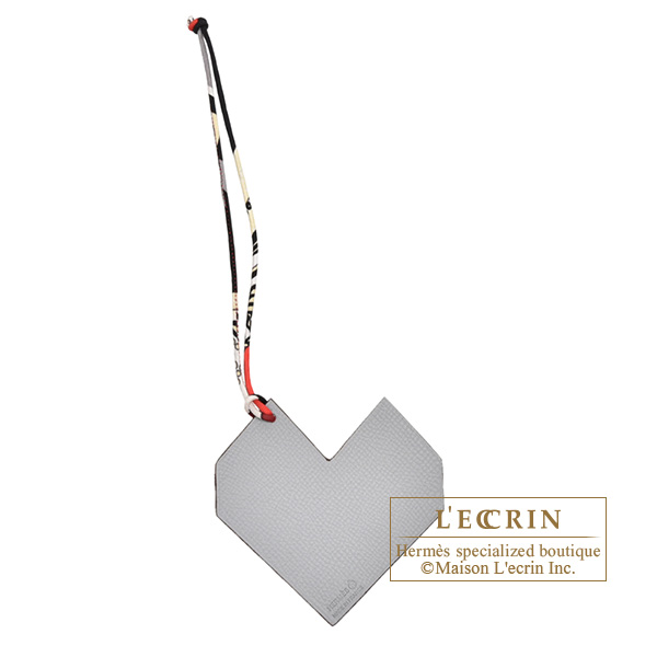 Hermes Petit H Heart Charm Red/Grey Leather | L'ecrin