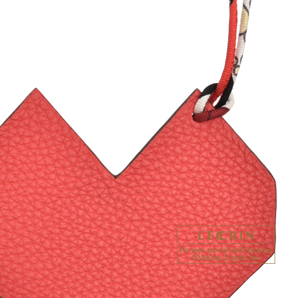 Hermes Petit H Heart Charm Red/Grey Leather | L'ecrin