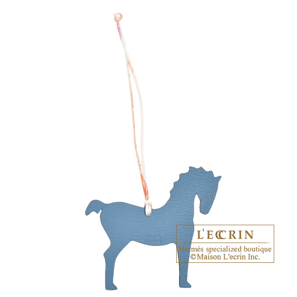 Hermes Petit H Horse Charm Dark brown/ Blue Leather