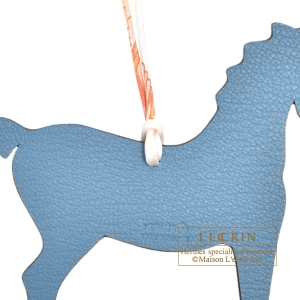 Hermes Petit H Horse Charm Dark brown/ Blue Leather