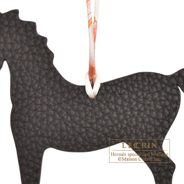 Hermes Petit H Horse Charm Dark brown/ Blue Leather