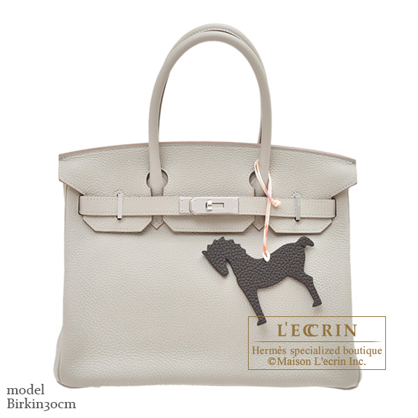 Hermes Petit H Horse Charm Dark brown/ Blue Leather