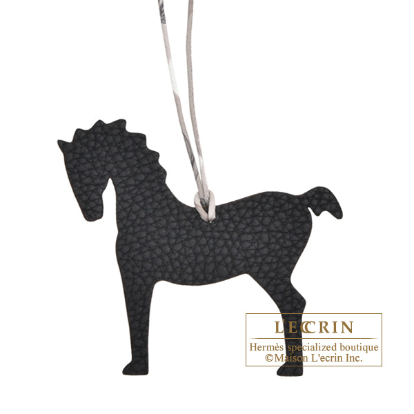 Hermes　Petit H　Horse Charm　Black/　Light blue　Leather