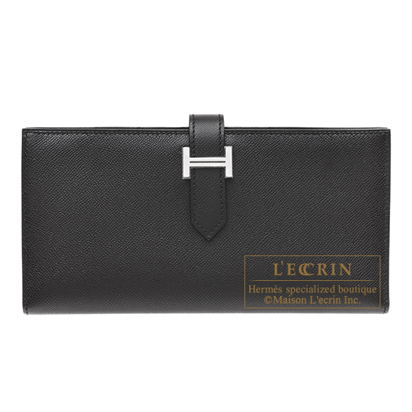 Hermes　Bearn Soufflet　Black　Madame leather　Silver hardware