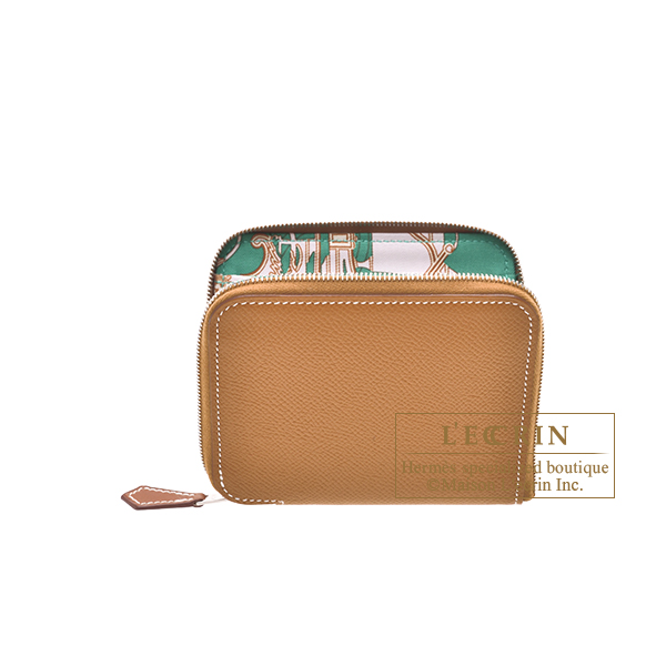 Hermes　Azap　Silk In Compact　Gold/　Menthe　Epsom leather/　Silk　Silver hardware