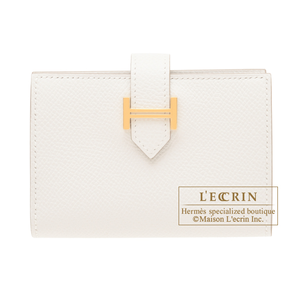 Hermes　Bearn card case　Gris pale　Epsom leather　Gold hardware