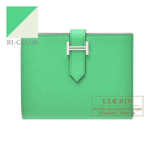 Hermes　Bearn compact Verso　Vert comics/　Vert fizz　Epsom leather　Silver hardware