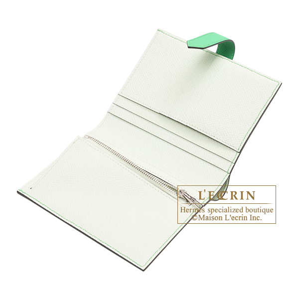 NEW! HERMES Calvi Duo card holder In Vert Fizz/Vert Yucca Accessories