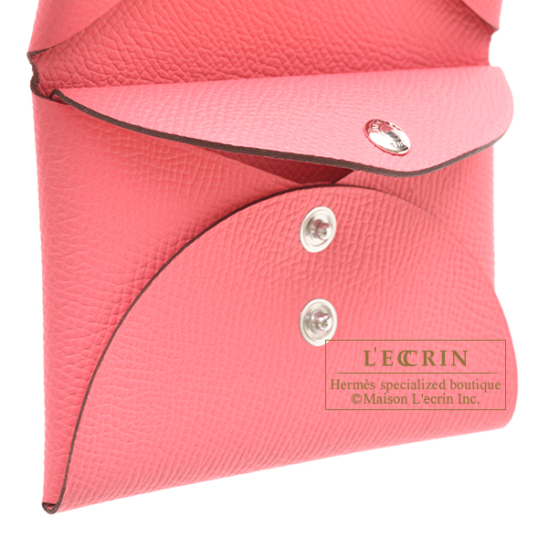 Hermes Calvi Card Holder Epsom Leather Gold Hardware In Pink