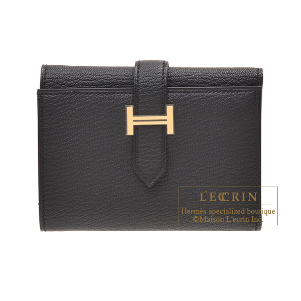 Hermes　Bearn Conbine　Black　Chevre myzore goatskin　Gold hardware