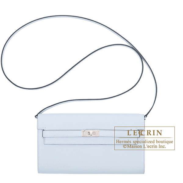 Hermes　Kelly Long To Go　Blue brume　Chevre myzore goatskin　Silver hardware