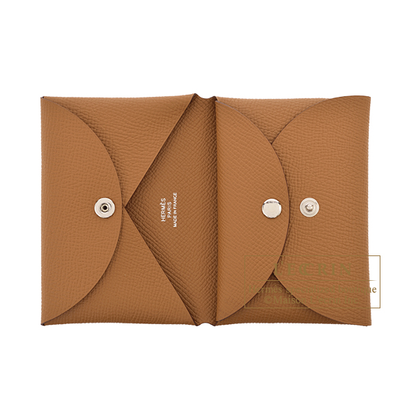 Hermes　Calvi Duo　Gold　Epsom leather　Silver hardware