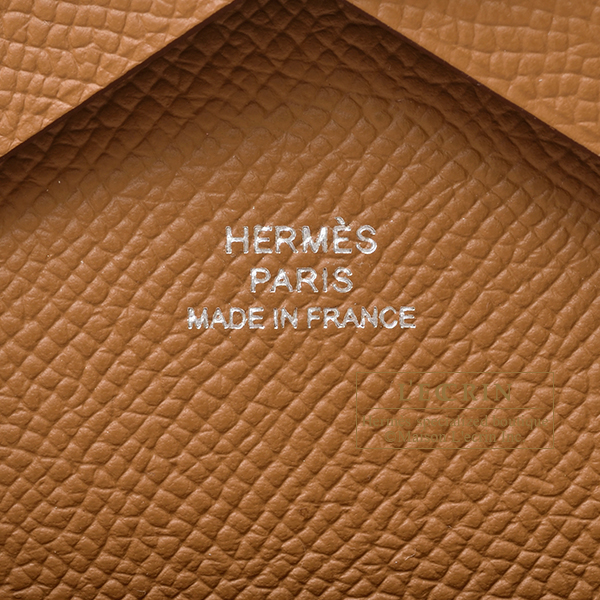 Hermes　Calvi Duo　Gold　Epsom leather　Silver hardware