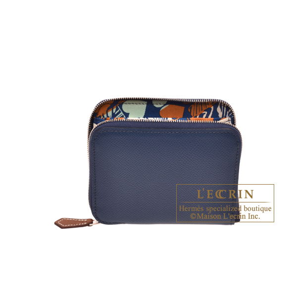 Hermes　Azap　Silk In Compact　Blue de presse/　Blue navy　Epsom leather/　Silk　Silver hardware