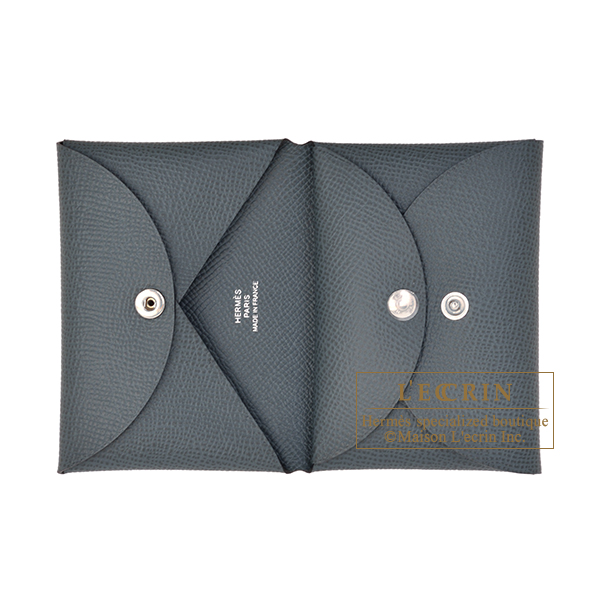 Hermes　Calvi Duo　Blue orage　Epsom leather　Silver hardware