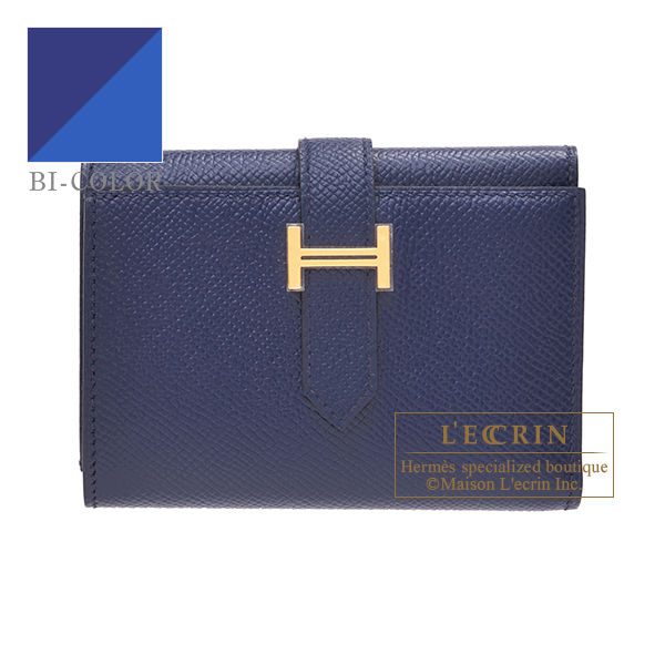 Hermes　Bearn Conbine Verso　Blue saphir/　Blue france　Epsom leather　Gold hardware