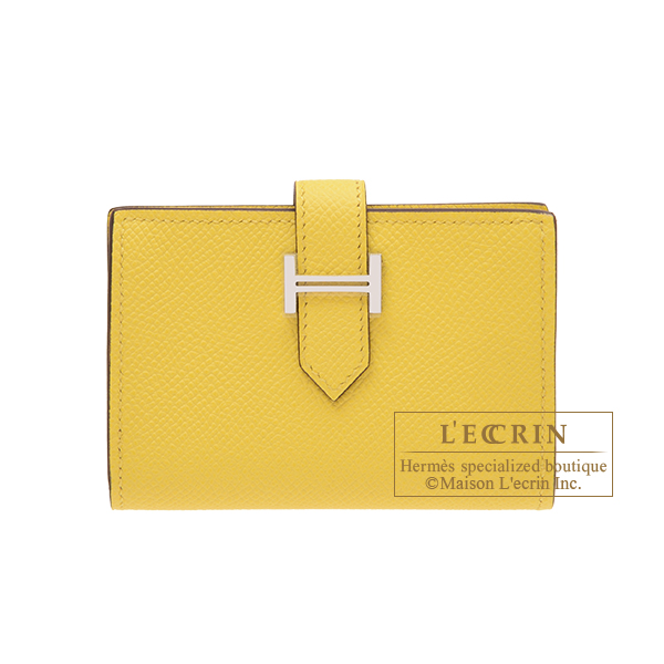 Hermes　Bearn Mini wallet　Jaune de naples　Epsom leather　Silver hardware