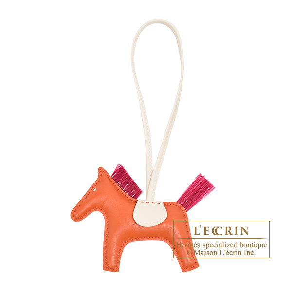 Hermes　Rodeo charm Crin PM　Cornaline/Craie/Magnolia　Agneau/Horsehair