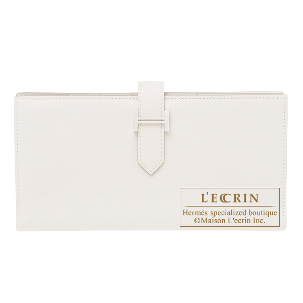 Hermes　Bearn Soufflet　Gris pale　Epsom leather　Silver hardware