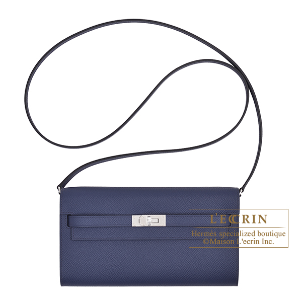 Hermes　Kelly Long To Go　Blue saphir　Epsom leather　Silver hardware