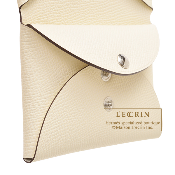 Hermes Calvi Duo Card Holder in Etoupe Epsom Leather