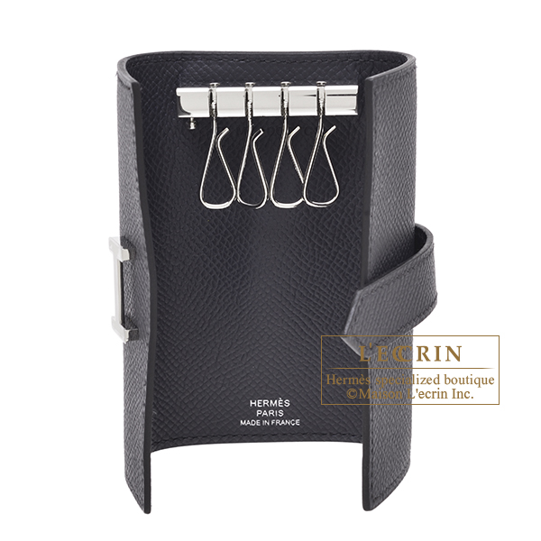 HERMES key holder 047744CC－89 bearn quadruple Epsom Black □JCarved sea –