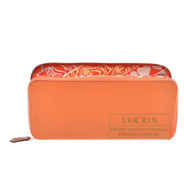 Hermes　Azap　Silk In Long　Orange/　Capucine　Epsom leather/　Silk　Silver hardware