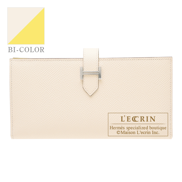 Hermes Bearn Soufflet Verso Nata Lime Epsom leather Silver hardware