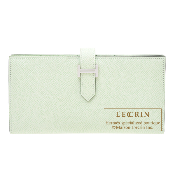 Hermes　Bearn Soufflet　Vert fizz　Epsom leather　Silver hardware