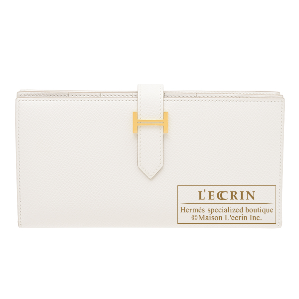 Hermes　Bearn Soufflet　Gris pale　Epsom leather　Gold hardware