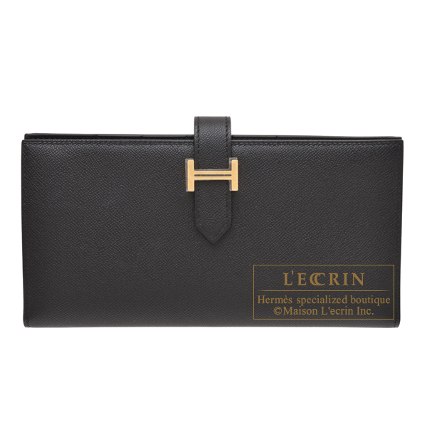 Hermes　Bearn Soufflet　Black　Madame leather　Gold hardware