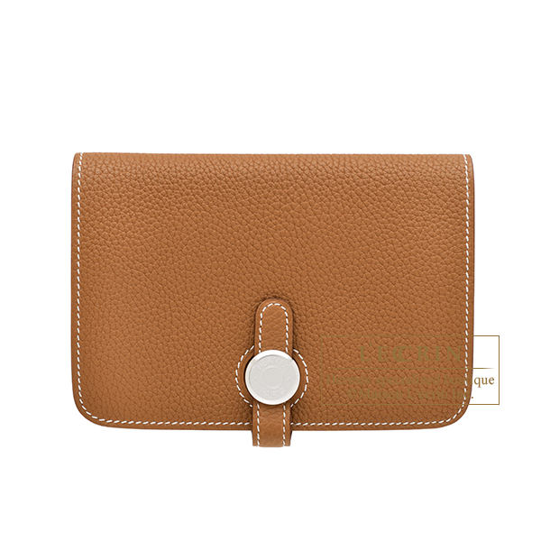 Hermes　Dogon compact wallet　Gold　Togo leather　Silver hardware