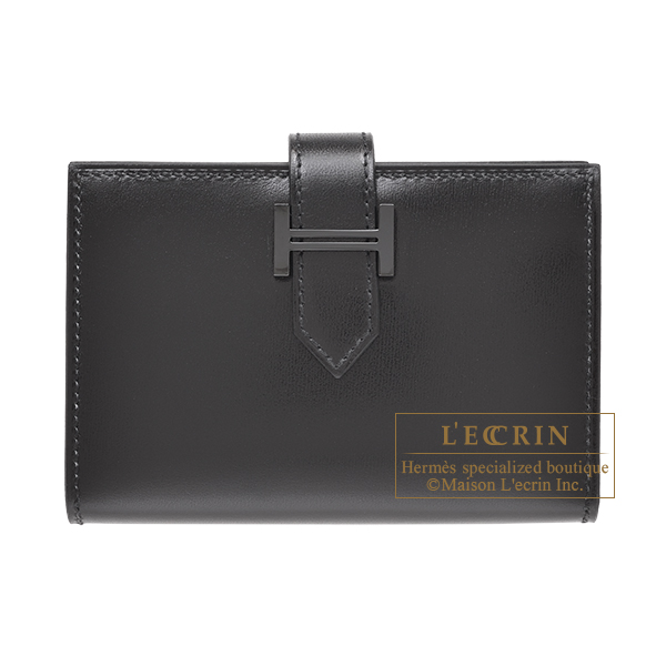 Hermes　Bearn card case Monochrome　So-black　Black　Box calf leather　Black hardware