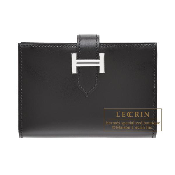 Hermes　Bearn card case　Black　Box calf leather　Silver hardware
