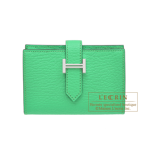 Hermes　Bearn Mini wallet　Vert comics　Chevre myzore goatskin　Silver hardware