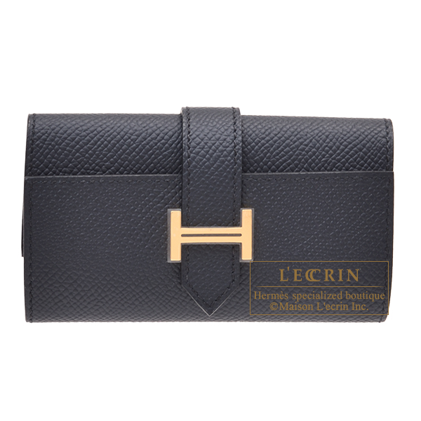 Hermes　Bearn key case/4 key holder　Blue indigo　Epsom leather　Gold hardware